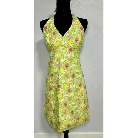 Lilly Pulitzer Vintage Floral Bug Green Mini Dress Size‎ 6 - Picture 1 of 6